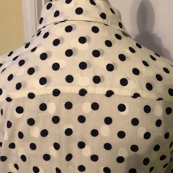 J CREW Half Placket Black/White Blouse Size Small - Picture 5 of 6